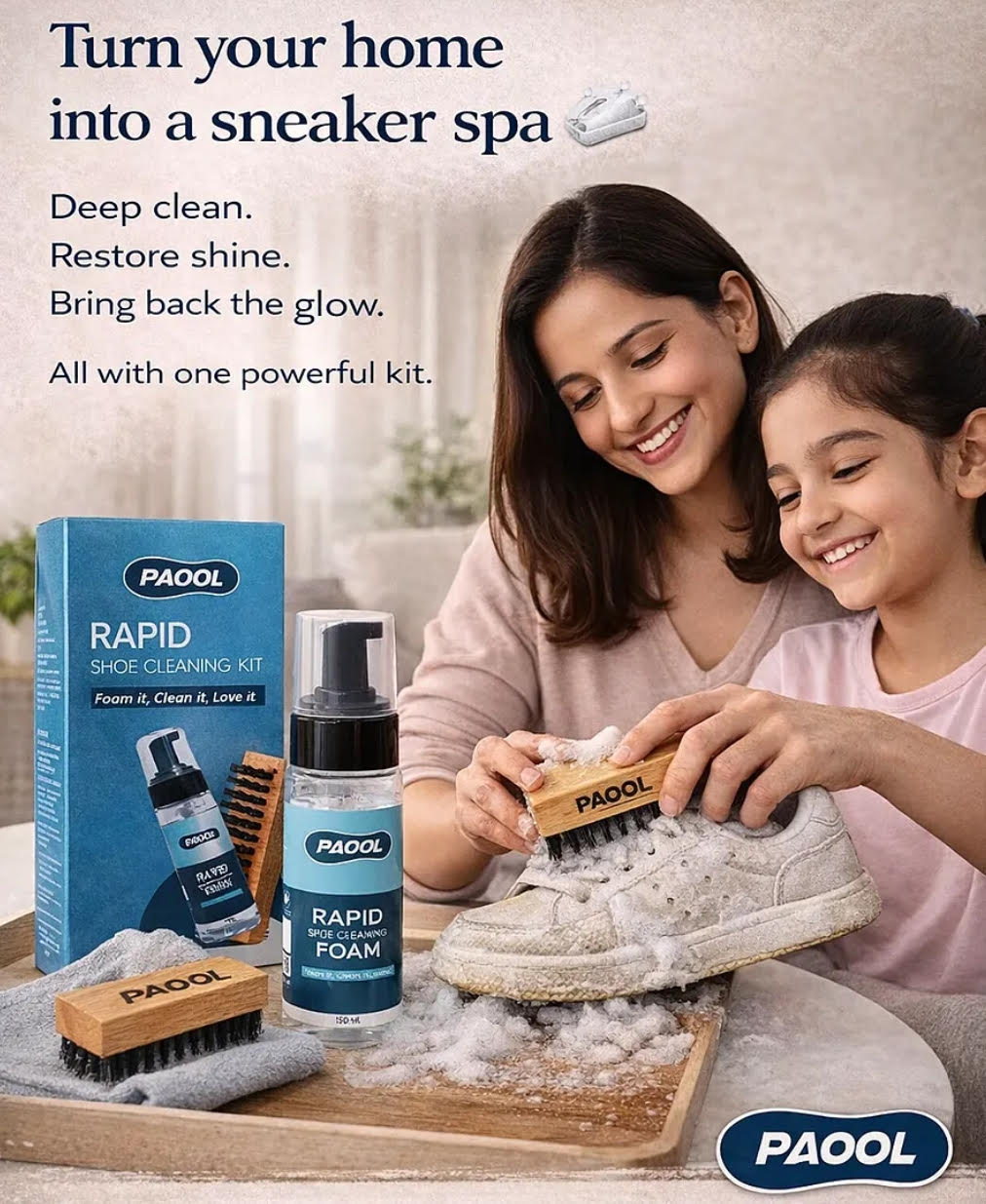 Paool sneaker cleaner product bottle